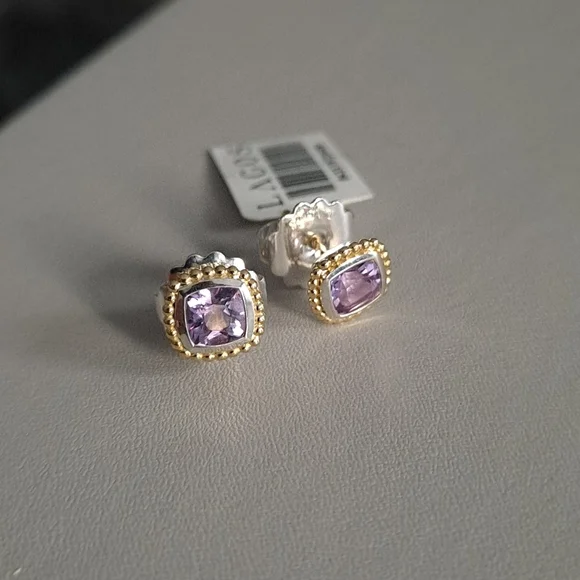 Lagos Two-Tone Caviar X Diamond Huggie Earrings | Shop Now  NWT Lagos Caviar Earrings display picture 1
